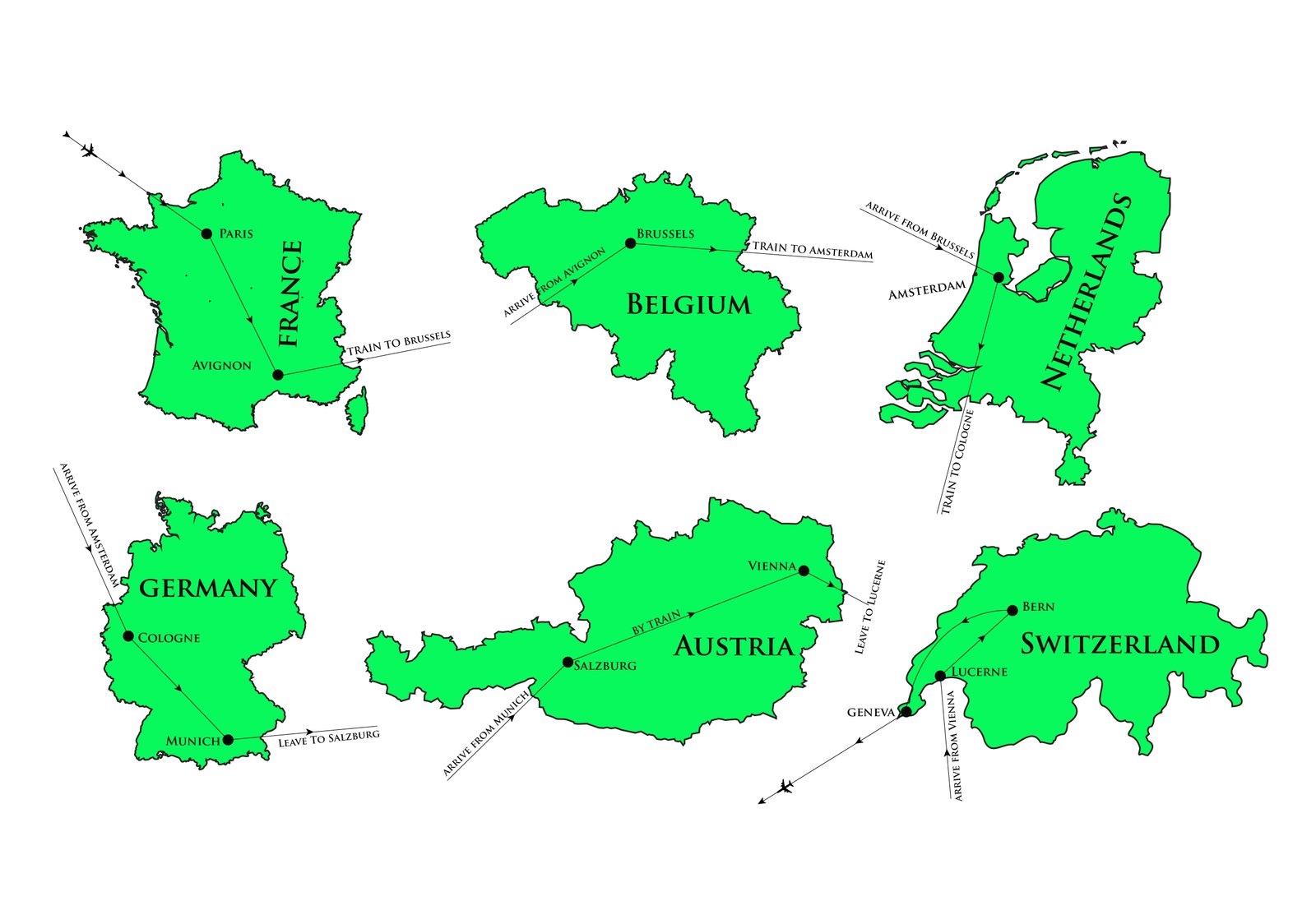 Map of Classical Europe itinerary